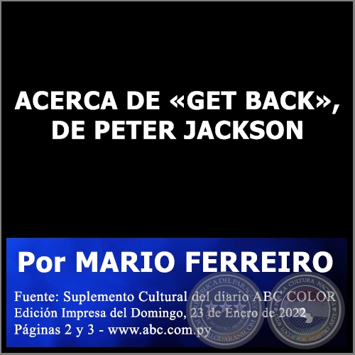  ACERCA DE GET BACK, DE PETER JACKSON - Por MARIO FERREIRO